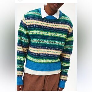Urban Outfitters Hudson Striped Fair Isle Crewneck Sweater, M